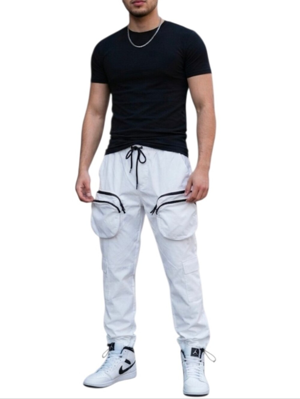 American Stitch Men's White Multi-Pocket Utility Cargo Pants Size Medium